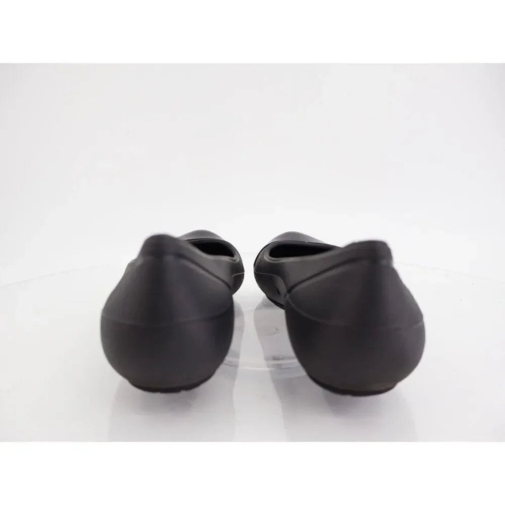 CROCS Women's Cap Toe Ballet Flats Size 7 Black Rubber Slip On Rubber Light Shoe
